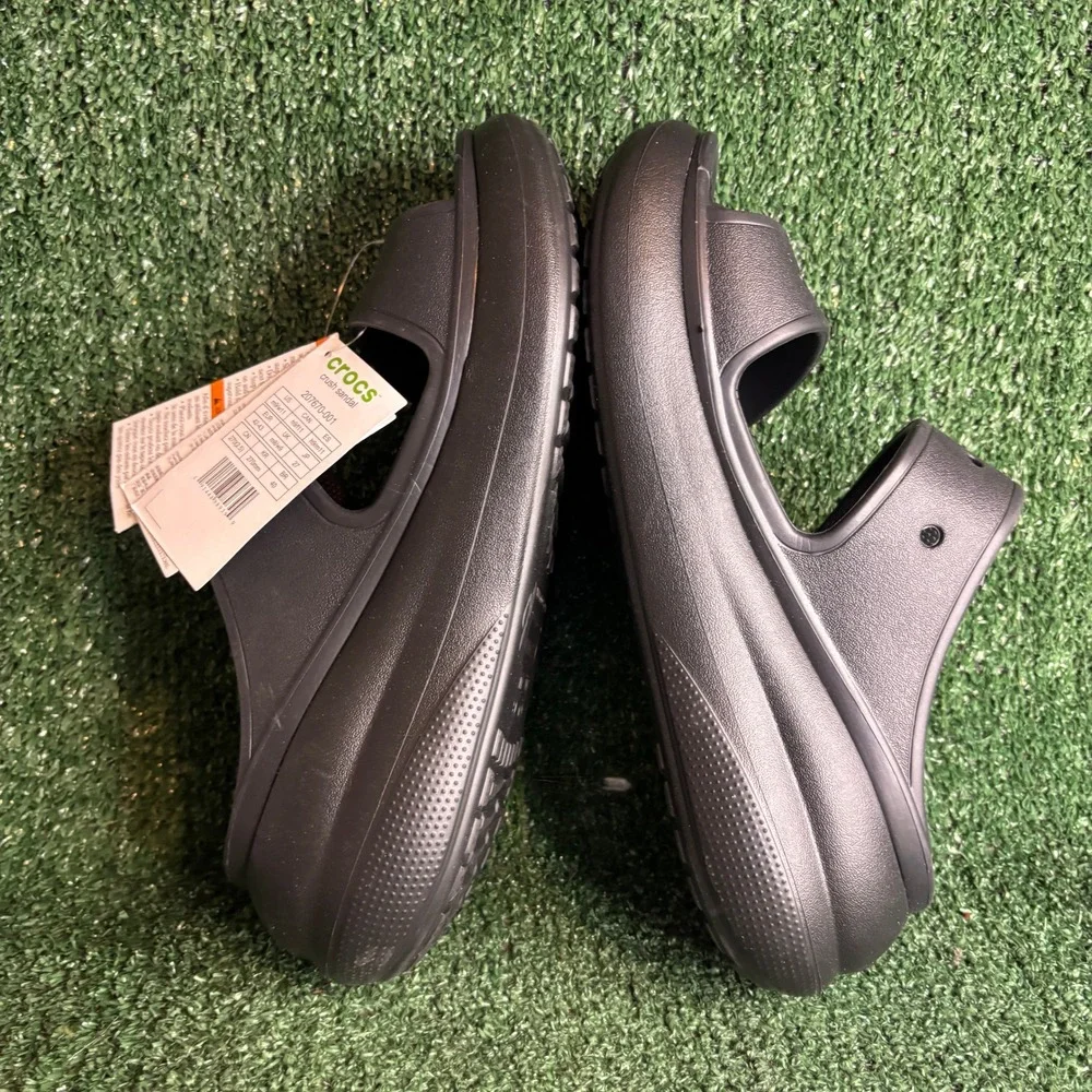 NEW Crocs Crush Sandal Platform Two Strap Gorpcore Slide Black Womens 11 Mens 9